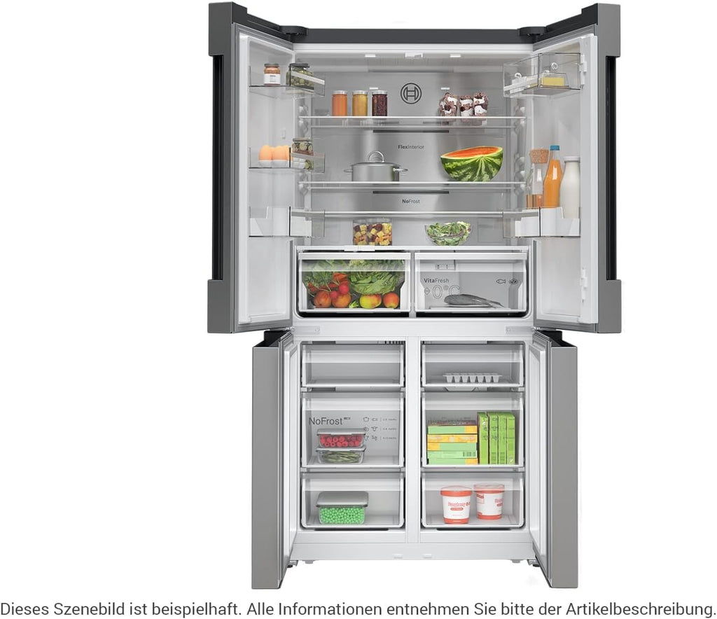 Frigorífico combi inteligente Bosch KFN96APEA Serie 4, 183x91cm, 405L refrigeración y 200L congelación, VitaFresh pro para una frescura 3 veces más duradera, NoFrost sin necesidad de descongelar, iluminación LED uniforme