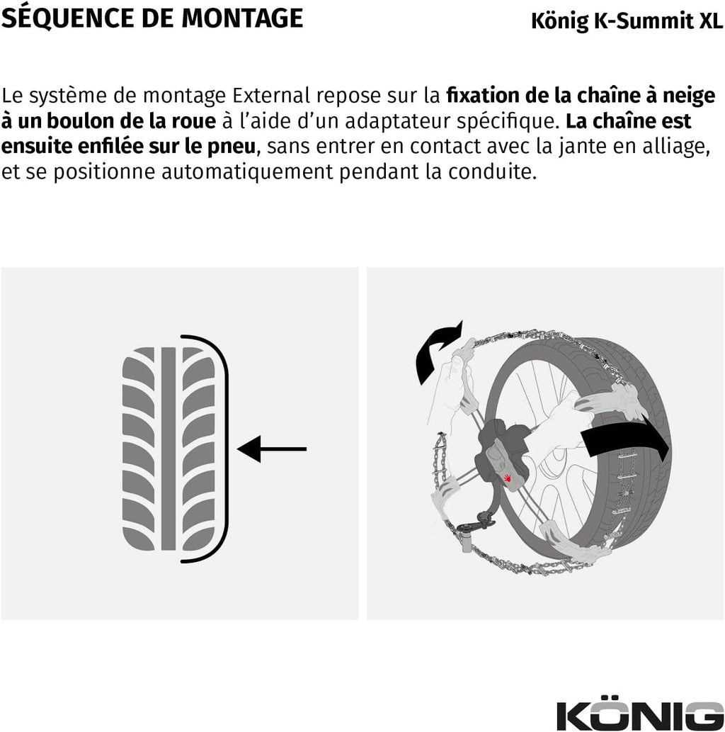 KÖNIG K-SUMMIT XL K56 - Cadenas de nieve, juego de 2