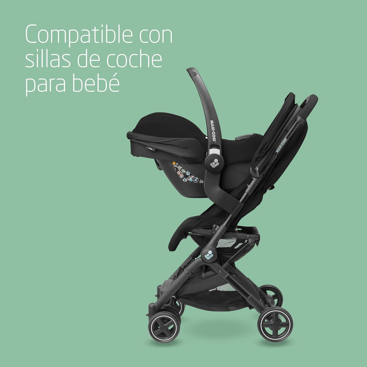 Maxi-Cosi Lara2, Silla de Paseo Ligera, 0-4 años, 0-22 kg, Silla de Paseo Compacta para Bebé, 3 Posiciones de Reclinado, Reclinación Total, Plegado Automático, Correa de Hombro, Essential Black