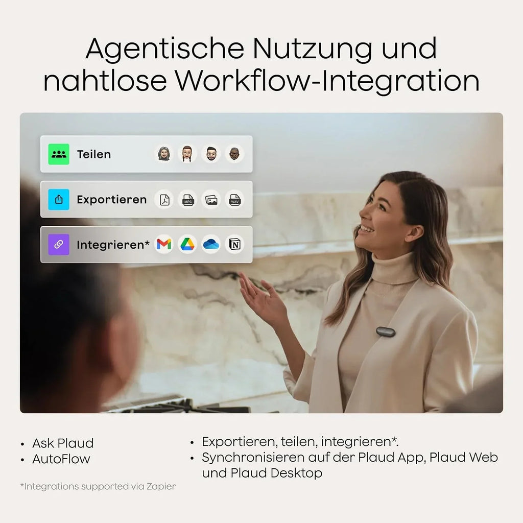 Grabadora de voz con IA NotePin S, grabadora de voz con transcripción y resumen, 64 GB de memoria, dispositivo de grabación con 4 accesorios