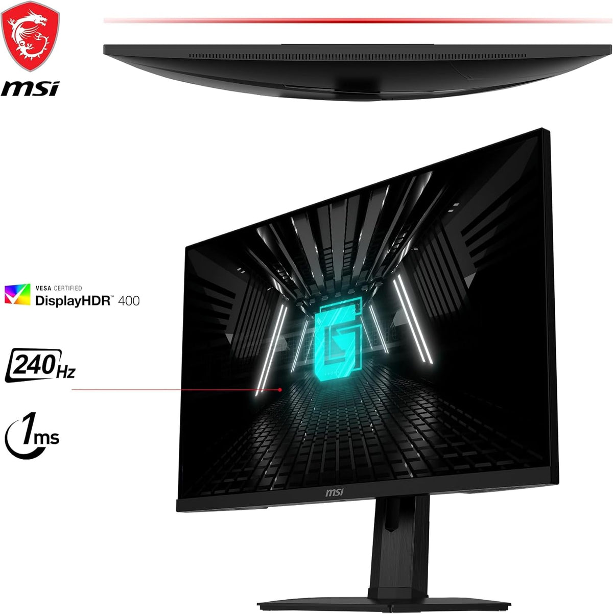 Monitor Gaming MSI G274QPX de 27" WQHD - Panel Rapid IPS, 2560x1440, 240 Hz / 1 ms GtG, 98% DCI-P3, HDR 400, PD Type-C 65W, G-Sync - DisplayPort 1.4a, HDMI 2.0b CEC