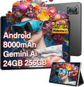 Tableta de 11 pulgadas 2025, nueva tableta Android, 24 GB de RAM, 256 GB de ROM (1 TB ampliable), Octa-Core, WiFi 5G+2.4G, Widevine L1, 13 MP+5 MP, Bluetooth 5.0, tableta táctil de 8000 mAh con funda - Negro