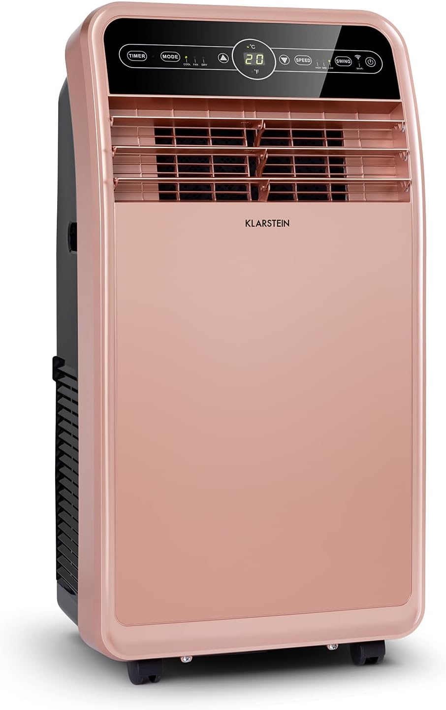 Aire acondicionado portátil Klarstein con manguera de escape, unidad 4 en 1 con ventilador, deshumidificador y modo nocturno, aire acondicionado pequeño y portátil para el hogar y la oficina, bajo consumo, 9000 BTU