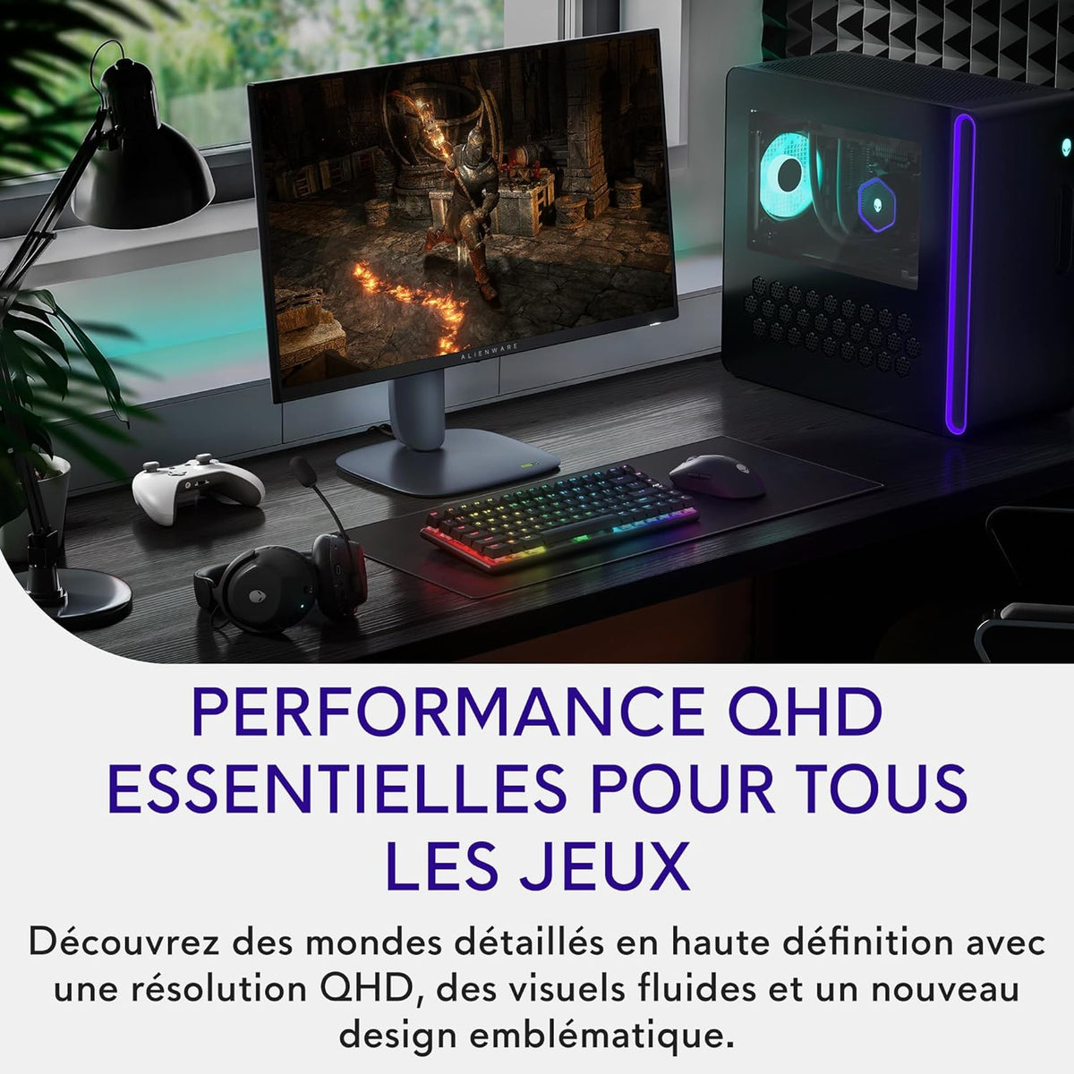 Monitor Gaming Alienware 27 - AW2725DM, QHD (2560x1440), 180Hz, Fast IPS, 1ms, Compatible con NVIDIA G-Sync, AMD FreeSync, 95% DCI-P3, HDR400, DisplayPort, 2 HDMI, 3 USB, 3 años de garantía
