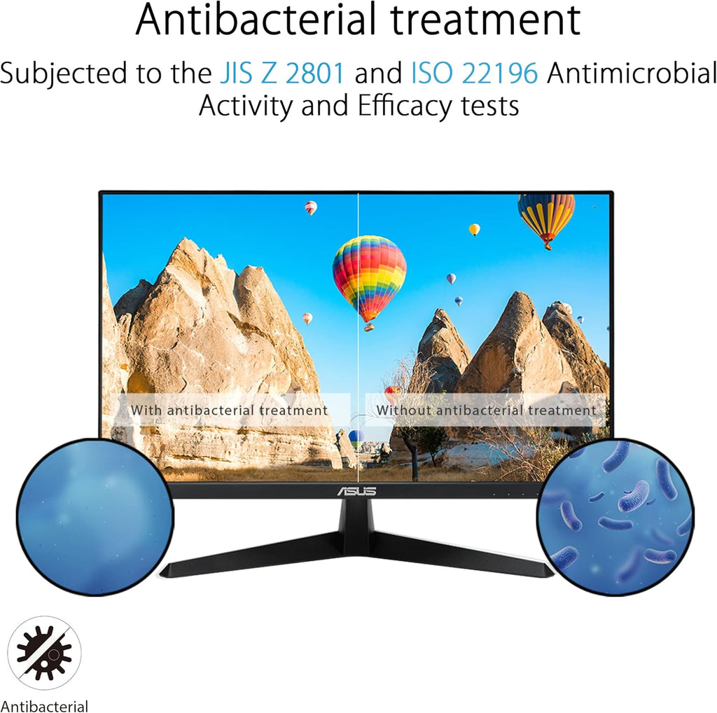 ASUS VY279HGE – Monitor gaming Eye Care 27" Full HD (1920 x 1080), IPS, 144Hz, SmoothMotion, 1ms (MPRT), FreeSync Premium, filtro de luz azul, antiparpadeo, tratamiento antibacteriano