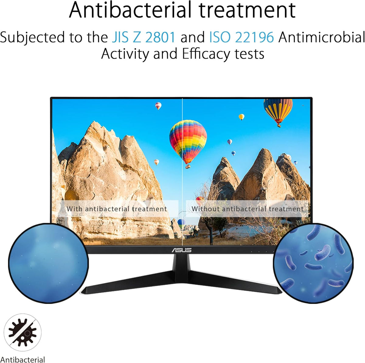 ASUS VY279HGE – Monitor gaming Eye Care 27" Full HD (1920 x 1080), IPS, 144Hz, SmoothMotion, 1ms (MPRT), FreeSync Premium, filtro de luz azul, antiparpadeo, tratamiento antibacteriano