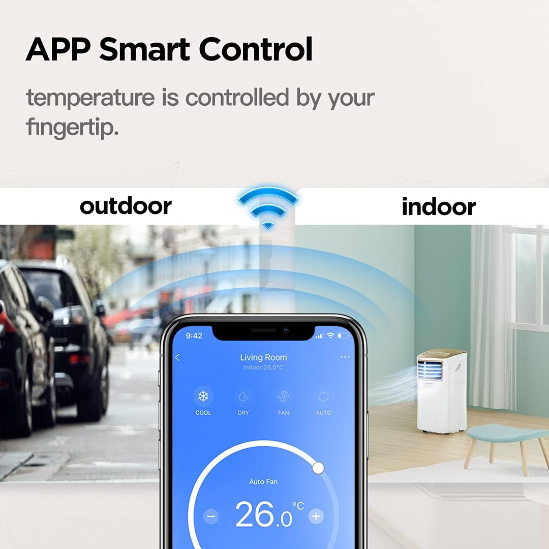 Aire acondicionado portátil Comfee MPPH-09CRN7, 9000 BTU 2,6kW, refrigeración, ventilación y deshumidificación, para habitaciones de hasta 88m³ (33㎡), aire acondicionado portátil con tubo de escape