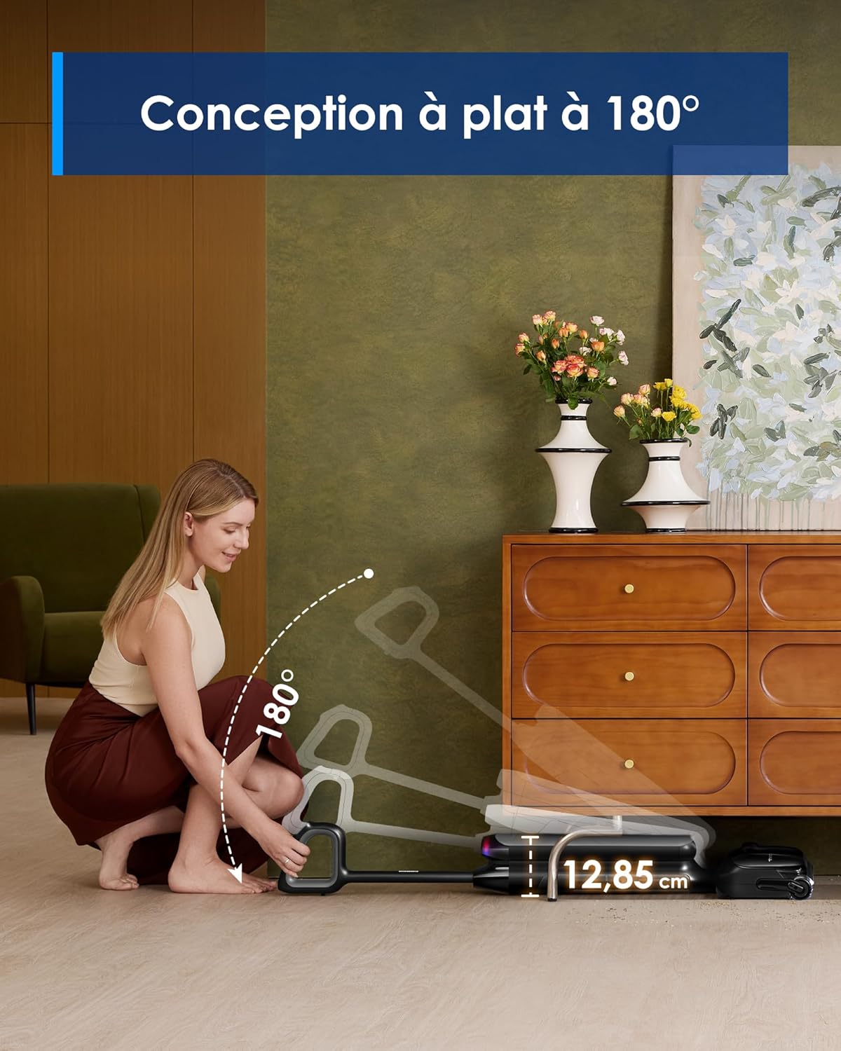 Tineco Floor One S7 Artist Aspiradora Fregadora, Aspiradora Escoba sin Cable, Potente succión de 22 kPa, Limpieza de doble borde, 50 min de autonomía, se reclina a 180°, Flashdry a 85°C, diseño antienredos