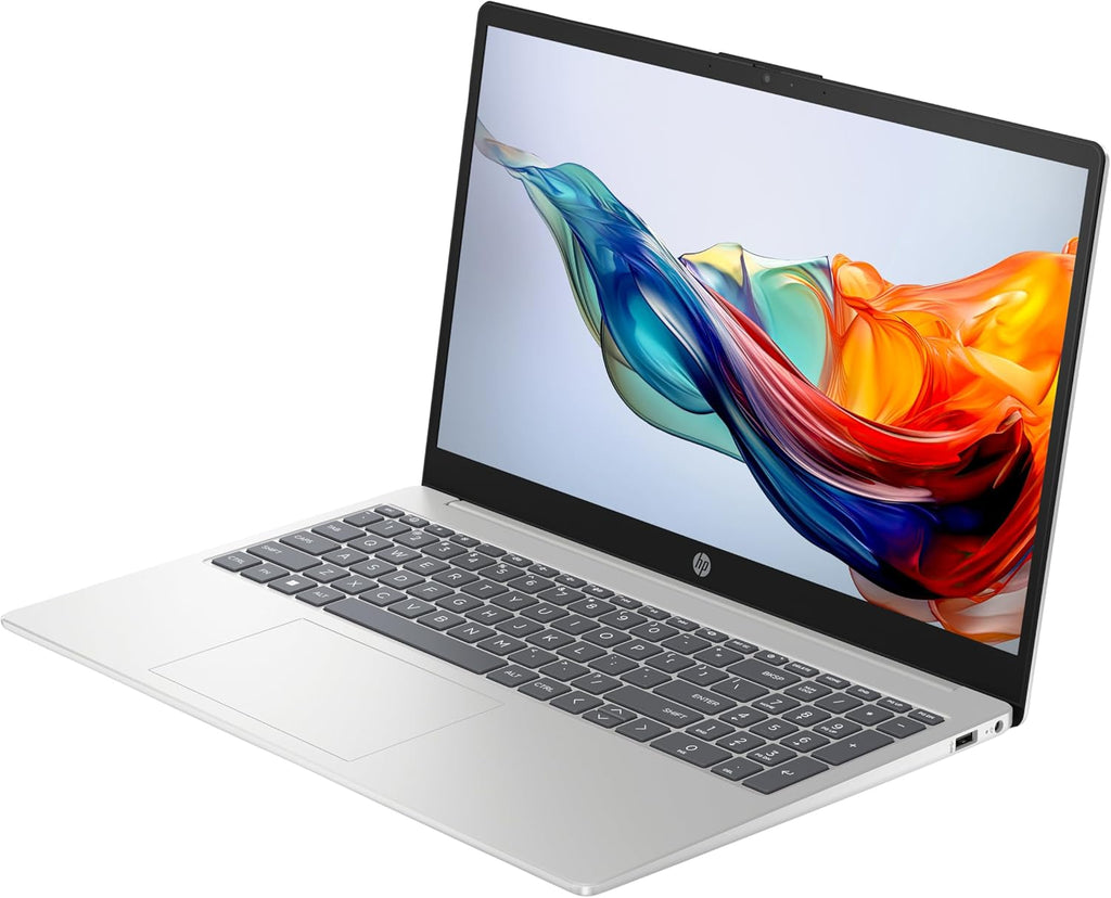 Ordenador portátil HP 15-fc0006sf de 15,6" FHD (AMD Ryzen 5 7520U, 8 GB de RAM, SSD de 256 GB, gráficos AMD Radeon, Windows 11), portátil plateado, teclado AZERTY