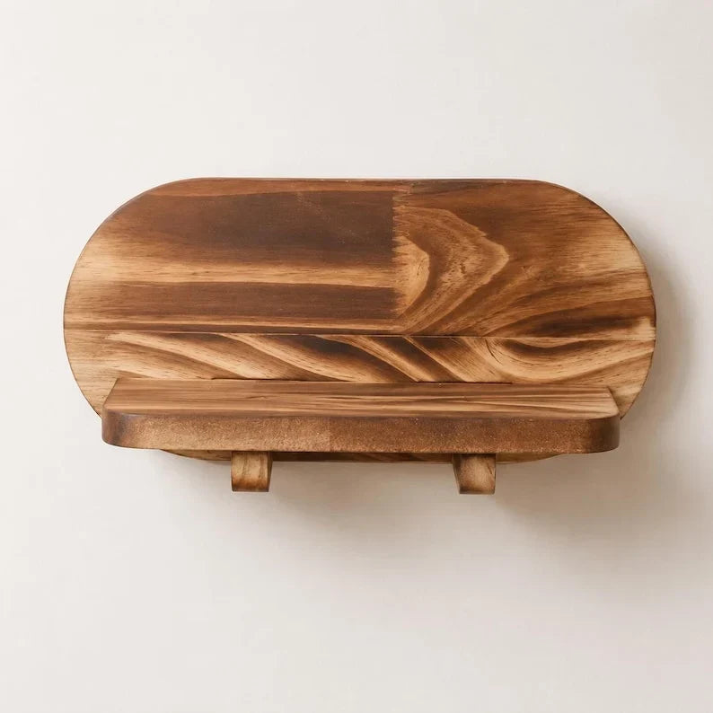 Estante de madera de mesa, soporte decorativo rústico, expositor de madera compacto, accesorio para el hogar estilo boho