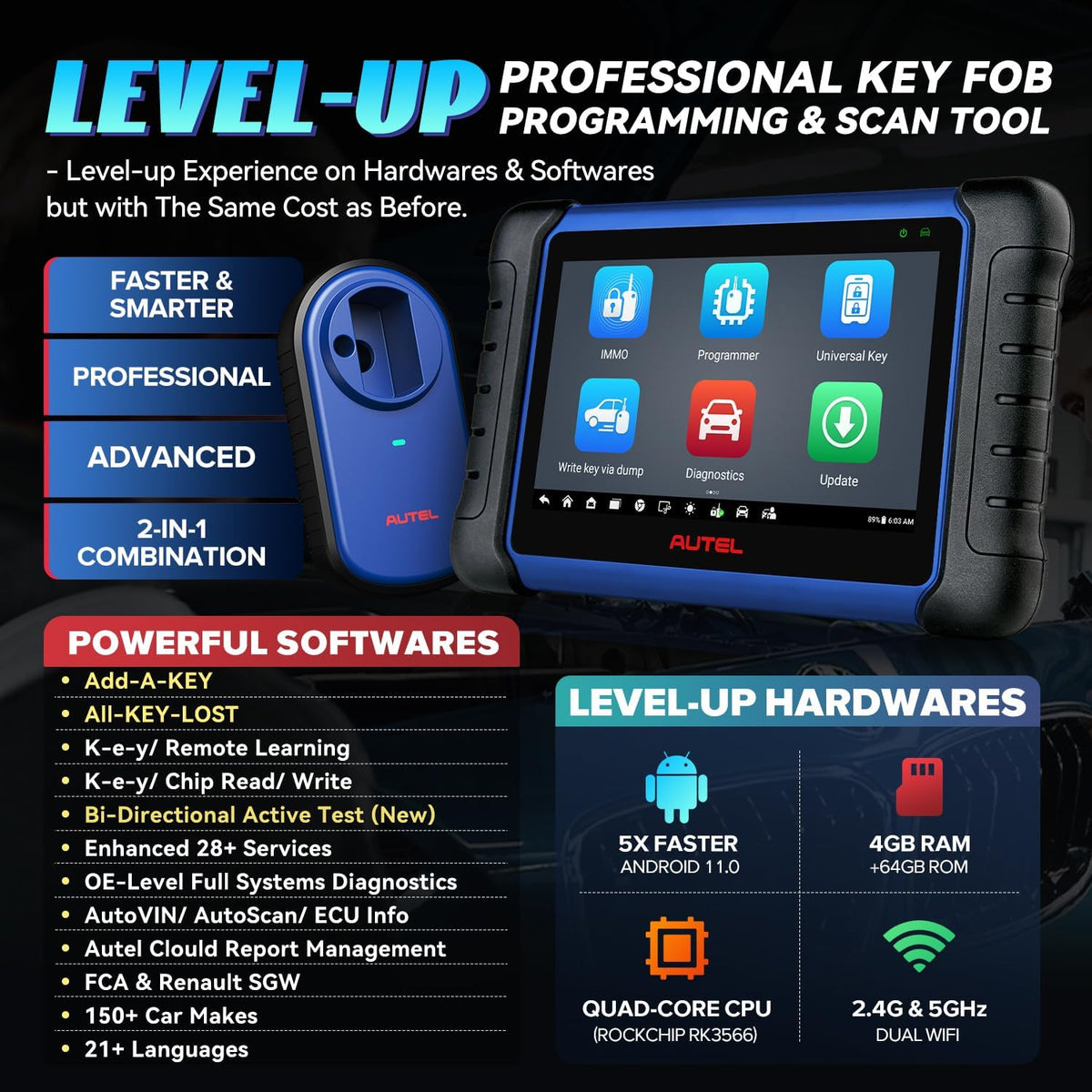 Autel MaxiIM IM508S Herramienta de Diagnóstico Automotriz con Programador de Llaves XP200, Programación IM508 KM100 Versión 2026, 2 Años de Actualización, Modos Experto y Smart, 3000+ Pruebas Bidireccionales, 40+ Servicios Especiales