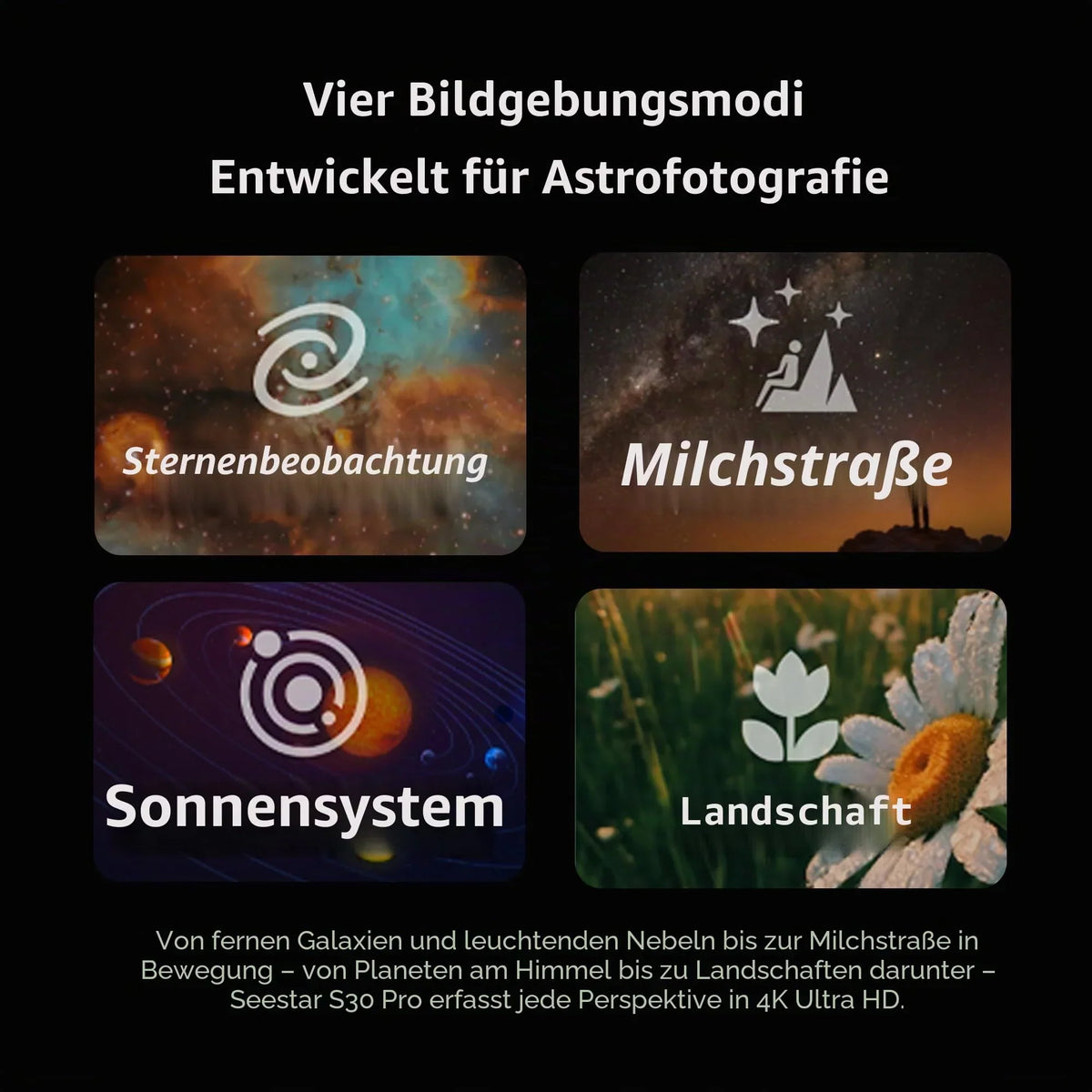 Telescopio inteligente Seestar S30 Pro para astrofotografía, objetivo de 30 mm, cámara dual 4K, seguimiento automático, control por aplicación GoTo