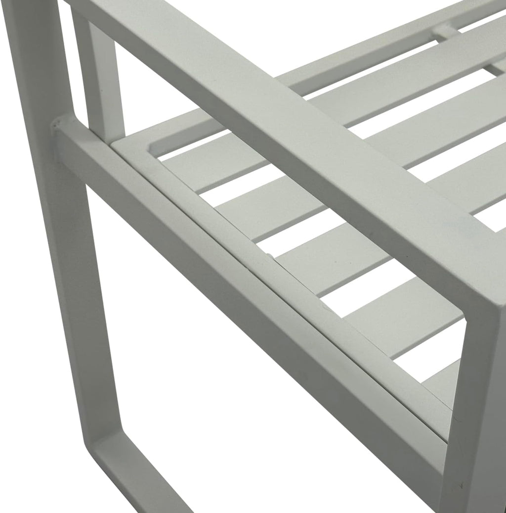 Banco de jardín DEGAMO Atlanta de 2 plazas, 123 cm, de aluminio resistente a la intemperie y al óxido, blanco, para exteriores
