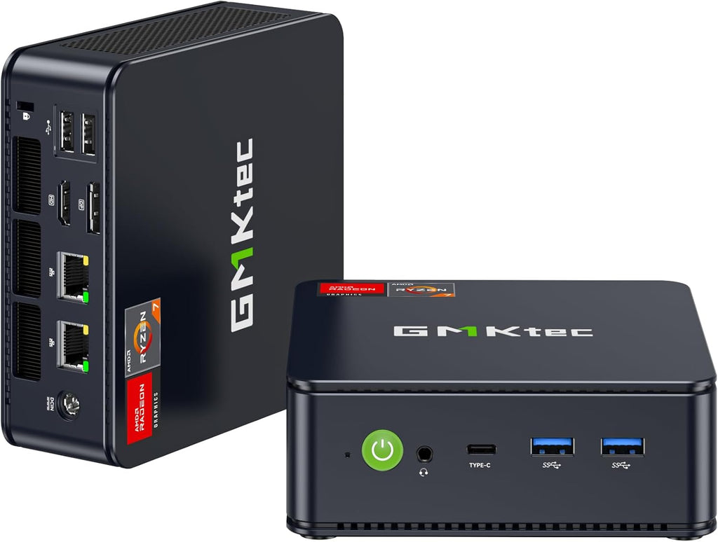 GMKtec Mini PC AMD Ryzen 7 7730U (Supera a 7430U/5825U, 8N/16H hasta 4,5 GHz) M5 Ultra Micro PC 32GB DDR4 512GB M.2 SSD, con 3 años de cobertura, WiFi6E|2 * 2.5G LAN|Triple pantalla 4K|USB C para gamers