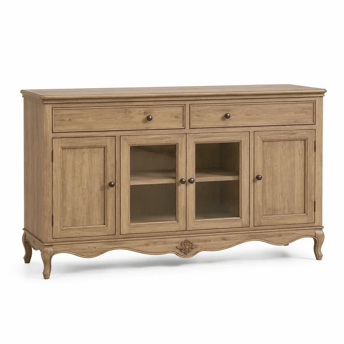 Aparador de madera de roble rectangular 145x40x90 cm natural