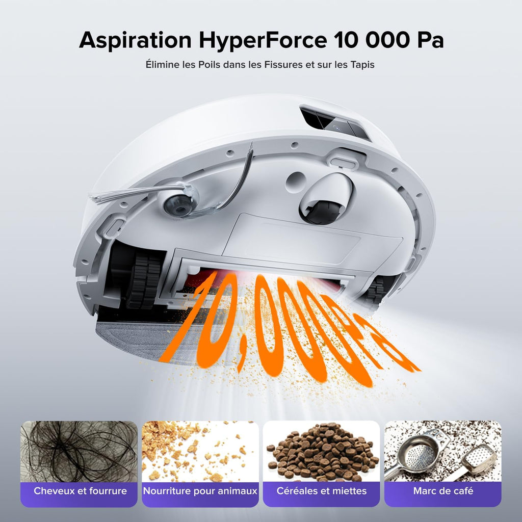 Roborock Q10 S5+ Set Robot aspirador y fregasuelos con estación, succión de 10000 Pa, vaciado automático, sistema antienredos doble, sistema VibraRise 2.0, navegación y mapeo, evasión de obstáculos, APP