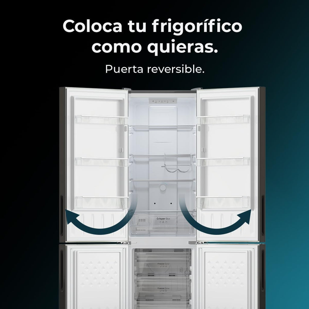 Frigorífico combi Cecotec Bolero CoolMarket Combi 250 Dark D. Capacidad de 250 L, clase D, compresor Inverter, Total No Frost, Multi Airflow y puerta reversible. Ahorro de energía garantizado.