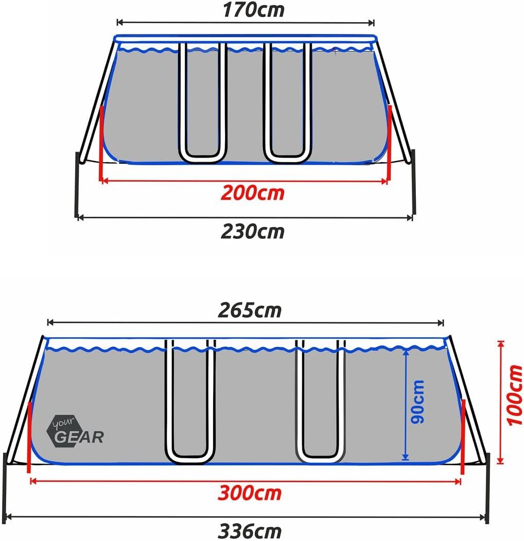Piscina de estructura de acero GEAR - div. modelos/tamaños - redonda, rectangular o cuadrada, 70-122 cm de altura, piscina de marco de acero, piscina de jardín, piscina elevada, piscina 300x200 300x300 400x200 Ø 366cm Ø 457cm