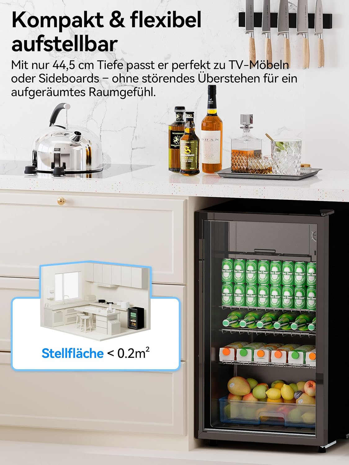Devoko Refrigerador de bebidas con puerta de cristal, mininevera de 93 L, con luces LED RGB, estantes ajustables, para interior/exterior, para el hogar, oficina, fiestas y hostelería, minibar, refrigerador negro