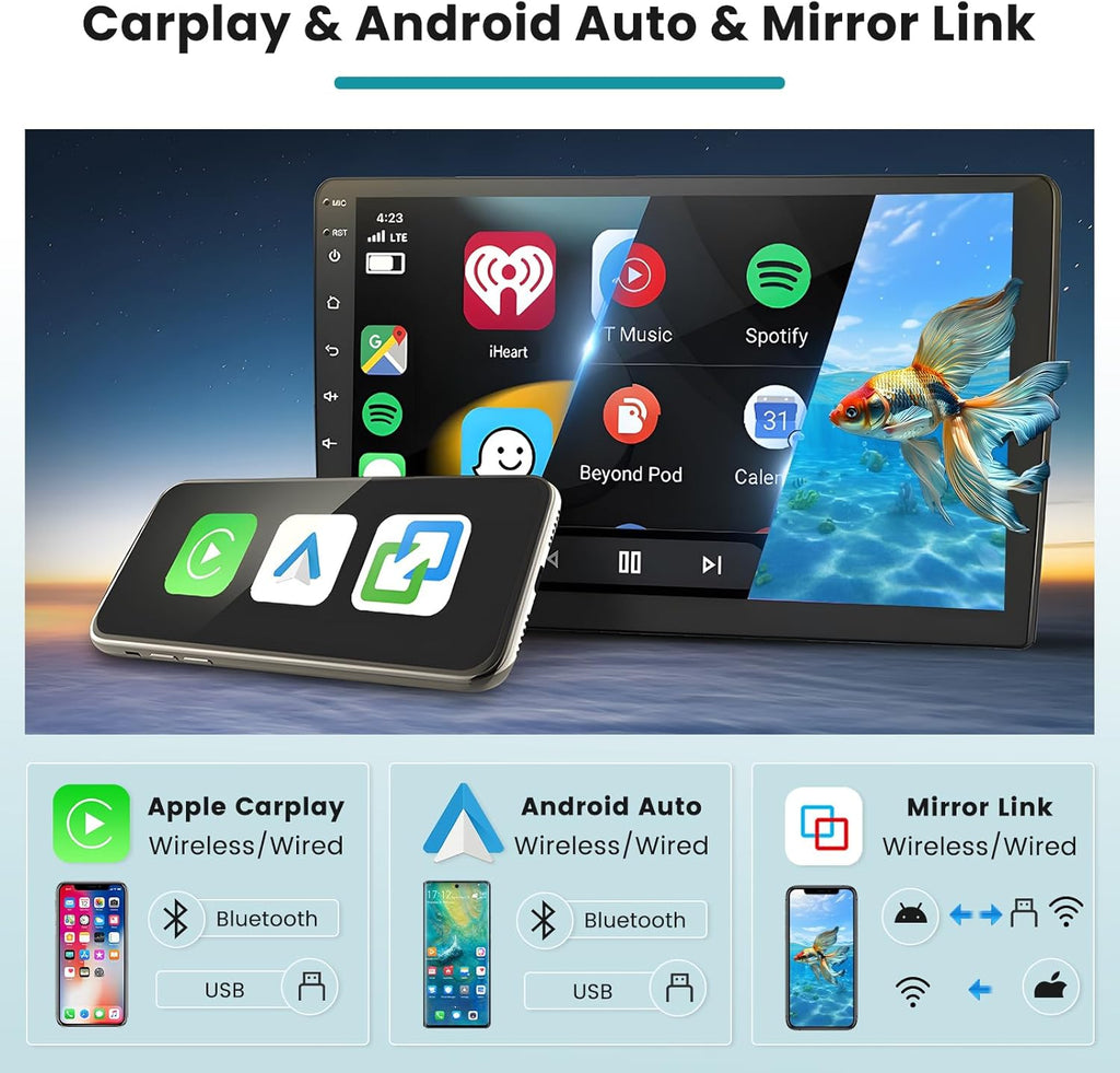 Hikity Autoradio 2+64G para Renault Clio 3 2005-2014 con Carplay Android Auto, pantalla táctil de 9 pulgadas Android 15, radio con Mirror Link, FM/RDS, EQ, WiFi, Bluetooth, GPS, SWC y cámara