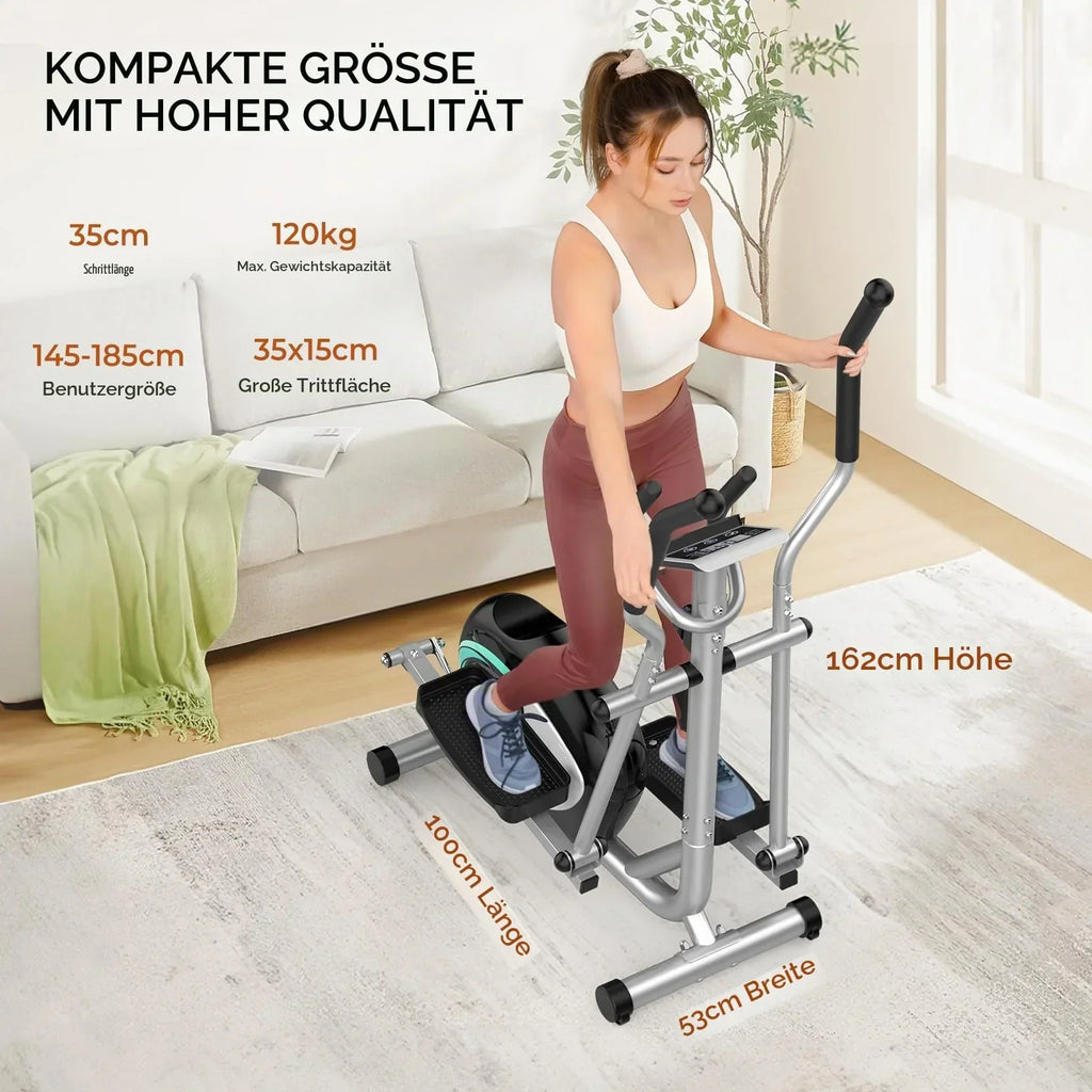 Crosstrainer magnético Dripex Leiser para el hogar con 16 niveles de resistencia, volante de inercia de 6 kg y medición de pulso LCD