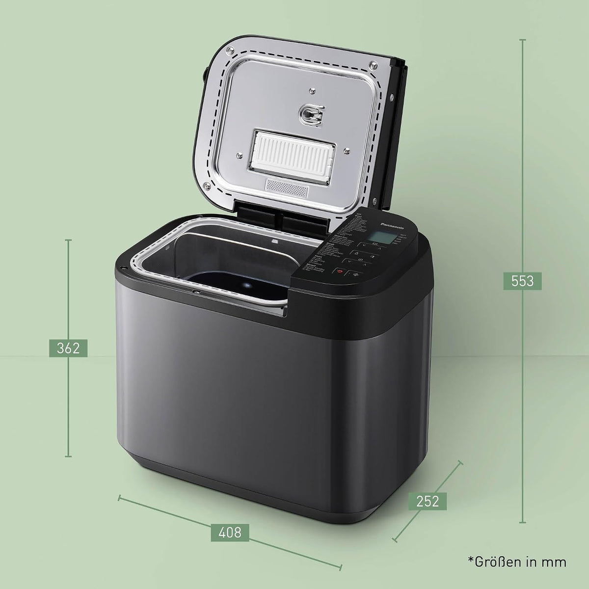 Panasonic SD-YR2540 Panificadora automática premium, diseño horizontal y dispensador de levadura, 32 programas automáticos, dos sensores de temperatura, temporizador de 13 horas, gris