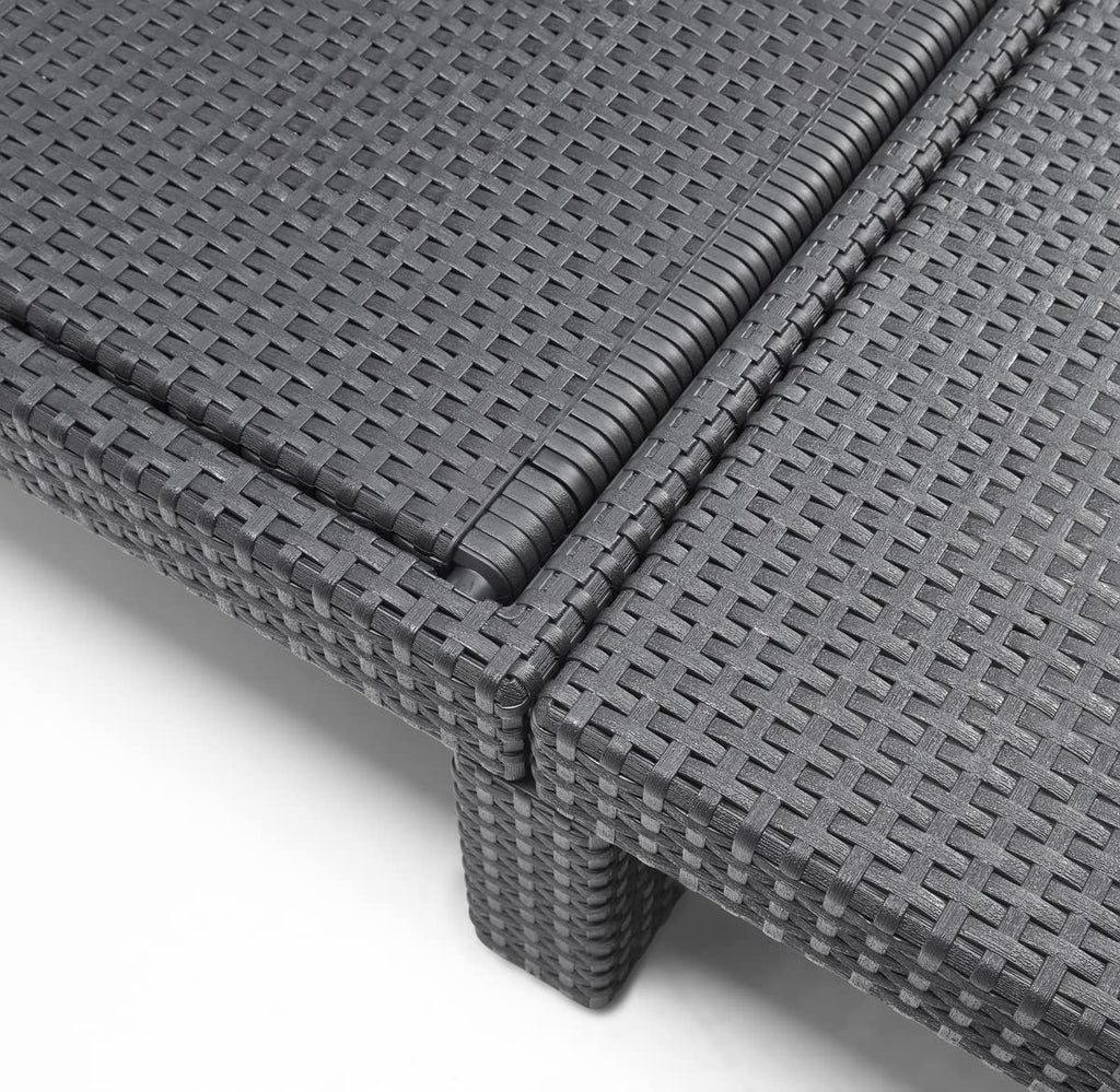 Tumbona Daytona Deluxe de Allibert by Keter para jardín, terraza y balcón con respaldo ajustable, gris, incluye cojín, tumbona de jardín de plástico, aspecto de ratán plano, 195x65x25,5 cm