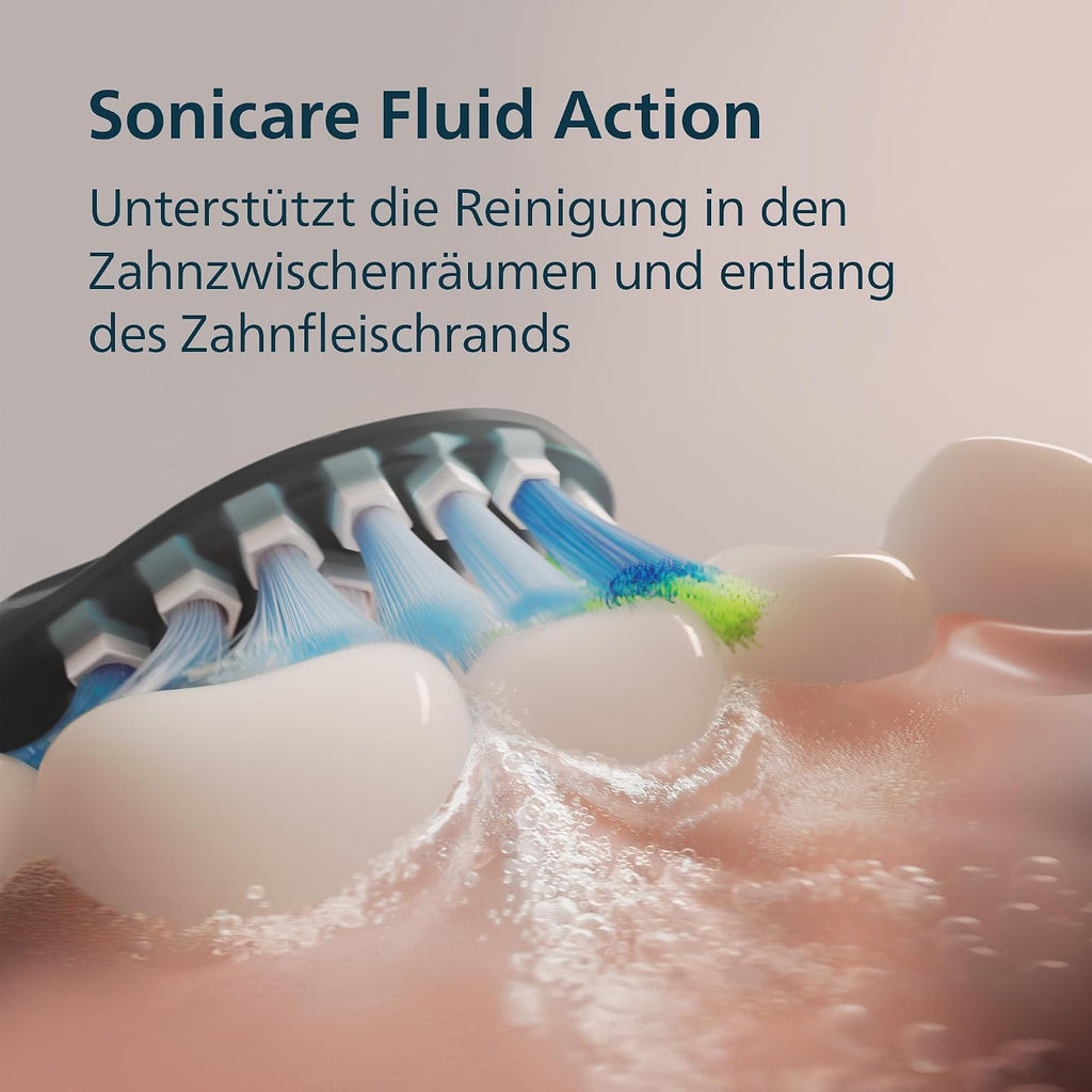 Cepillo de dientes eléctrico Philips Sonicare DiamondClean 9000, cepillo sónico con aplicación, sensor de presión, 4 modos de limpieza, 3 niveles de intensidad, vaso de carga, negro y oro rosa, paquete doble, modelo HX9914/57