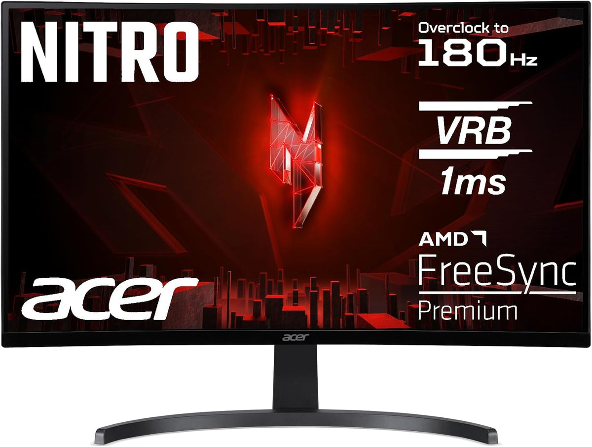 acer Nitro ED270R S3 bmiipx, Monitor Gaming Curvo 27" FullHD, 180Hz (Curva 1500R, 1920x1080, 16:9, Freesync, 1ms (VRB), 250Nits, ComfyView, 2xHDMI 2.0/1xDP 1.2) Monitor PC Curvo, Color Negro