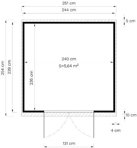 Cobertizo Alpholz Alster 251x254cm acabado natural con 19mm de grosor de pared y techo inclinado, incluye suelo