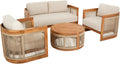 Set de muebles de jardín di volio Groseto – Conjunto de asientos de madera de acacia certificada: sofá doble, 2 sillones y mesa de centro, resistente a la intemperie y cómodo, set de salón para jardín, terraza y balcón (beige)