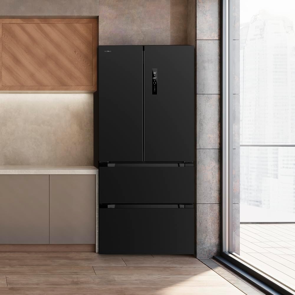 Frigorífico congelador de puerta francesa Cecotec Bolero CoolMarket FD 436 Dark E. 436 L, Total No Frost, Multi Airflow y compresor inverter para ahorro energético.