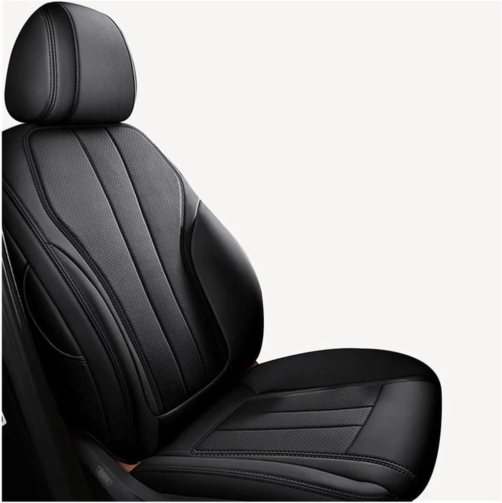 FNCVTM para Chrysler 200 300C Juego completo de accesorios de cuero para fundas de asiento de coche, cojines para asientos delanteros (Negro, 5 plazas)