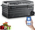 Nevera portátil con compresor de doble zona AAOBOSI 95L, nevera para coche con control por APP WIFI, puerto USB, 12/24 V y 100-240 V, nevera con compresor de -20 °C a 20 °C para coche, camión, barco, autocaravana, camping, puerta doble