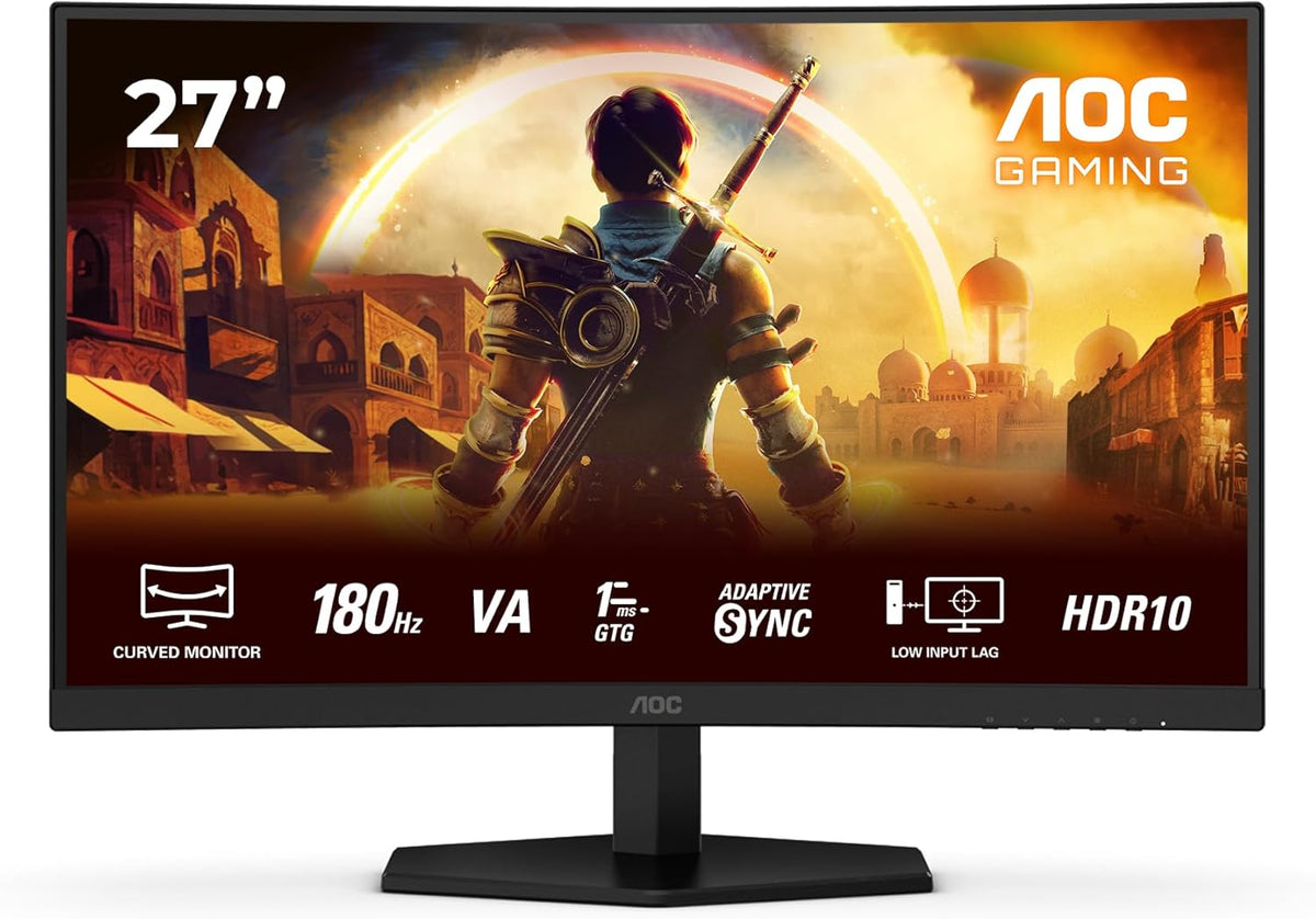 AOC Gaming C27G42E - Monitor curvo Full HD de 27 pulgadas, 180 Hz, 0,5 ms, FreeSync Premium (1920x1080, 1x HDMI 2.0, 1x DisplayPort 1.4) Negro