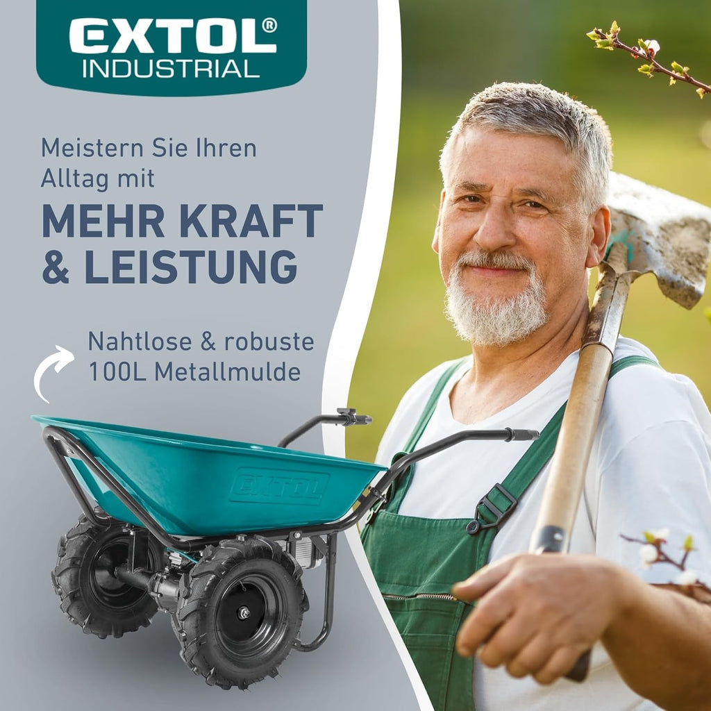 Carretilla eléctrica con batería I Capacidad de 100 l I Carga máxima de 260 kg I 500 W I 40 V Li-ion con 6000 mAh
