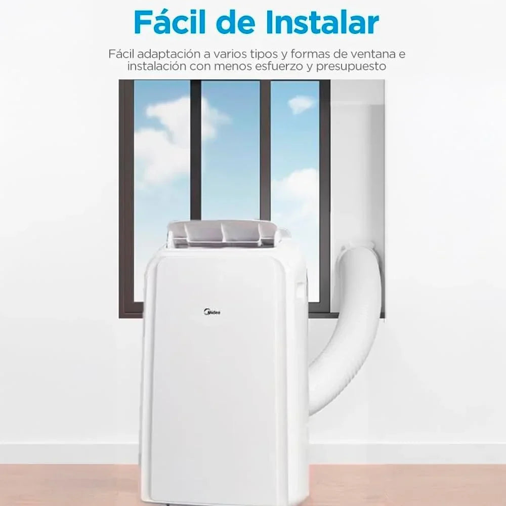 Aire Acondicionado Portátil MIDEA Pingüino 3 en 1 | 3000 Frigorías / 12000 BTU | Aire acondicionado silencioso para 43m2 - Deshumidificador, Ventilador, Climatizador 3500 W - 4 modalidades con kit de ventana