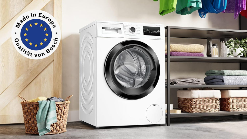 Bosch WAN282K3, Serie 4, Lavadora de carga frontal, 8 kg, 1400 rpm, SpeedPerfect, máximo ahorro de energía y agua, función de pausa y carga, especialmente higiénica, AquaStop, IronAssist