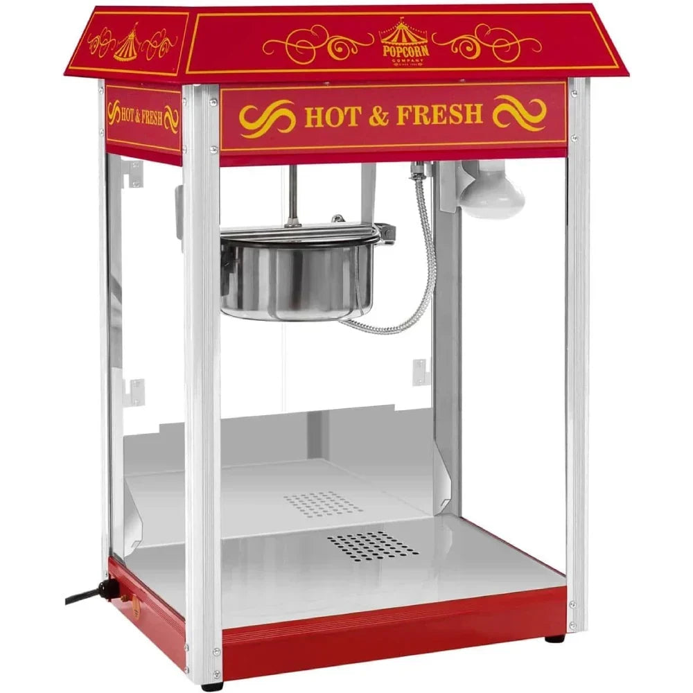 Máquina de palomitas 1500W 5 kg/h diseño retro roja acero inoxidable vidrio aluminio máquina comercial de palomitas