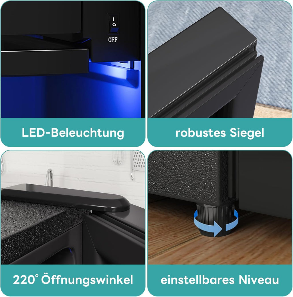Refrigerador Merax de 128L, enfriador de bebidas independiente con refrigerador de 120L + congelador de 8L, con iluminación interior LED y estantes ajustables, súper silencioso para restaurante, bar, bebidas y cerveza