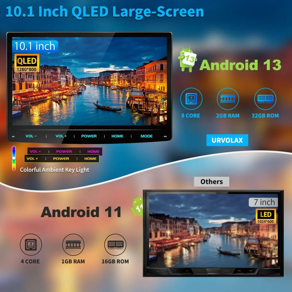 Autoradio Android 13 de 10,1 pulgadas, Apple CarPlay inalámbrico, Android Auto, navegación, DAB+, 1 DIN, Bluetooth, 8 núcleos, 32 GB, WiFi, 4G, GPS, cámara de visión trasera