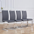 Juego de 4 sillas cantilever Merax, sillas de comedor con piel sintética PU y respaldo alto, estructura de metal cromado, silla de cocina moderna, silla tapizada para sala de estar y sala de conferencias, gris