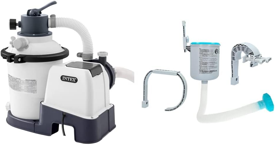 Depuradora de arena Intex Krystal Clear 3.500 l/h, Skimmer Deluxe, filtro 3.028 l/h para Easy Set-Metal Frame, 49x43x34 cm, color blanco