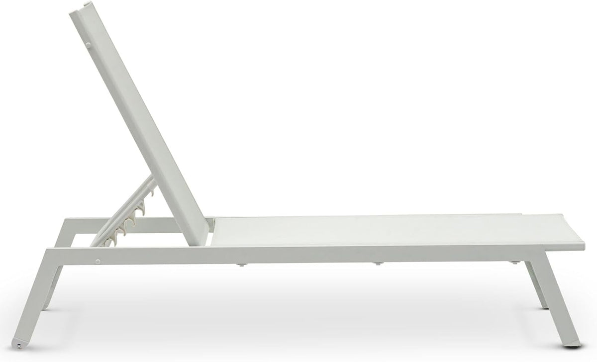 Tumbona de jardín IDIMEX ESPIRITU, altura regulable, color blanco crema – Tumbona de sol con cabezal ajustable de aluminio y textilene resistente a los rayos UV, para terraza, balcón, jardín, tumbona de relax para exterior