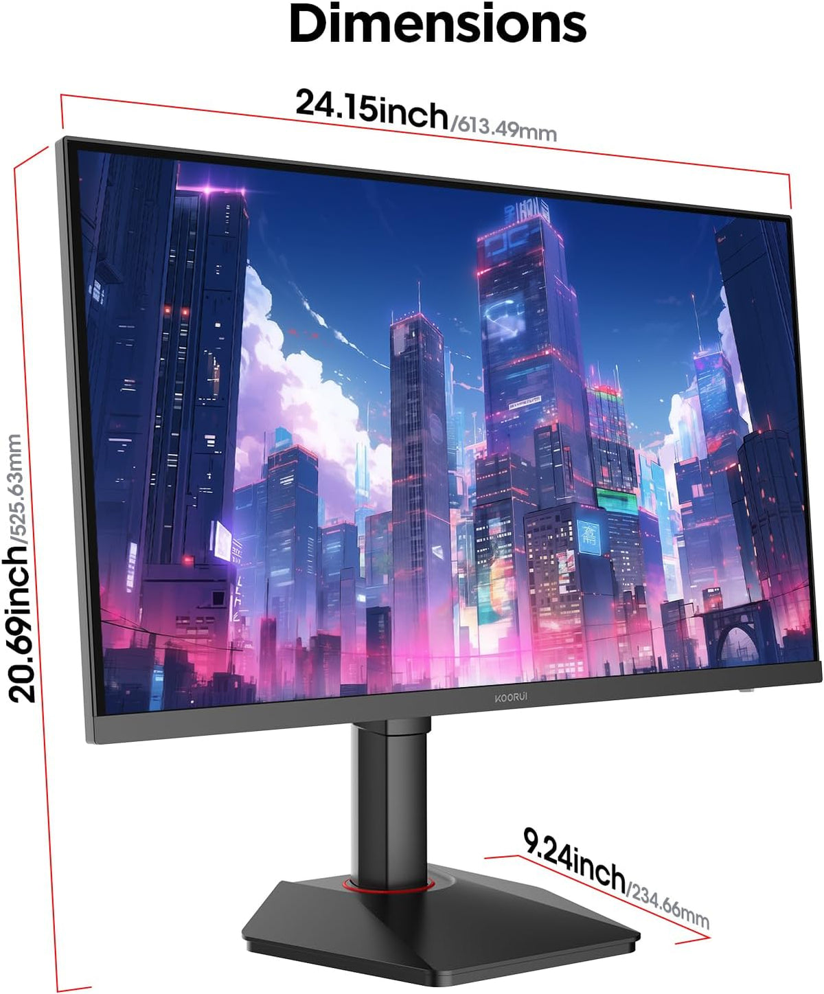 Monitor gaming KOORUI G2722P de 27 pulgadas, 200Hz, Fast IPS, QHD 1440p, 1ms, HDR 400, Adaptive Sync, VESA 75x75mm, HDMI 2.0/DP1.4, ajuste de altura