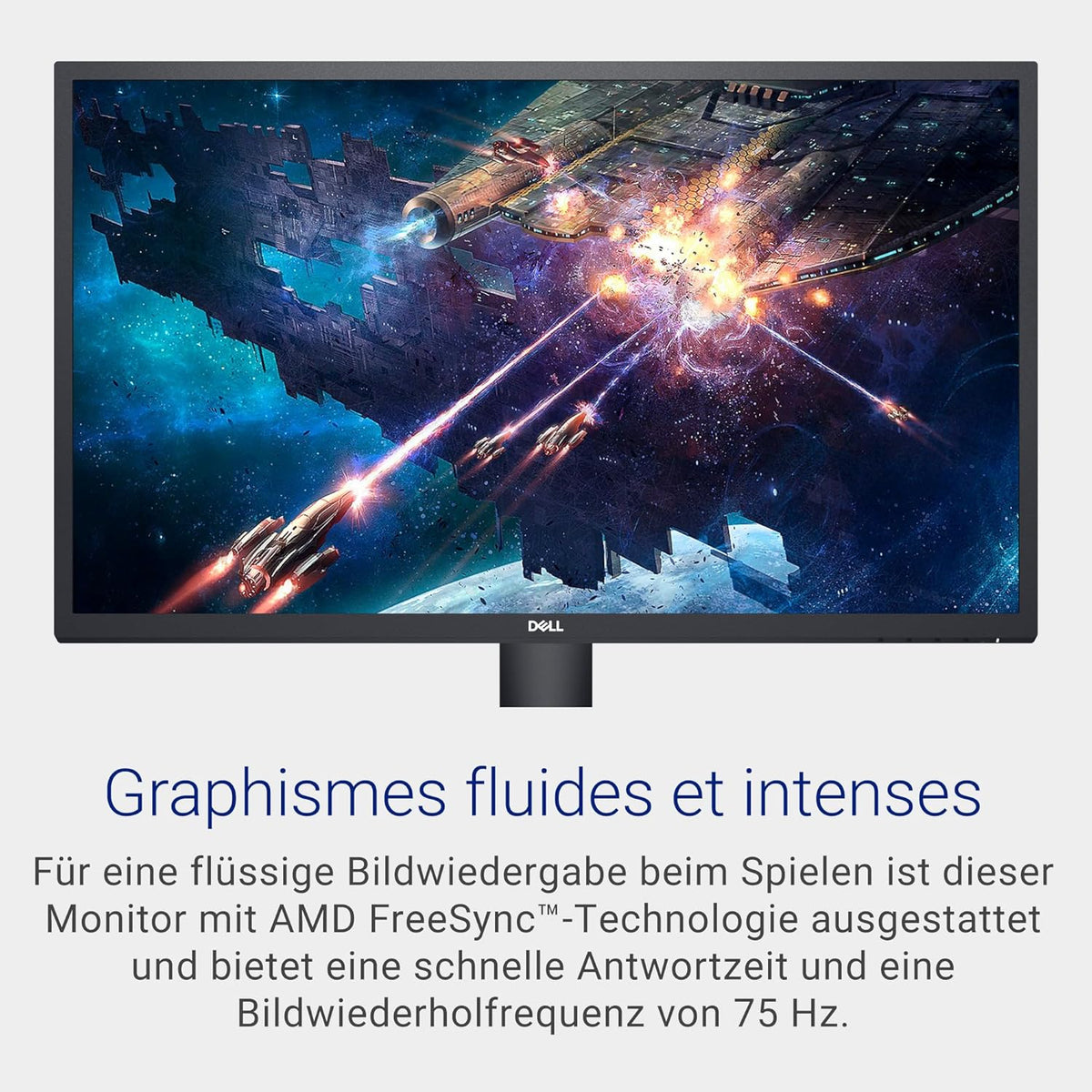 Monitor Dell SE2722HX 27" Full HD (1920x1080), 75Hz, VA, 4ms, AMD FreeSync, HDMI, VGA, 3 años de garantía, Negro