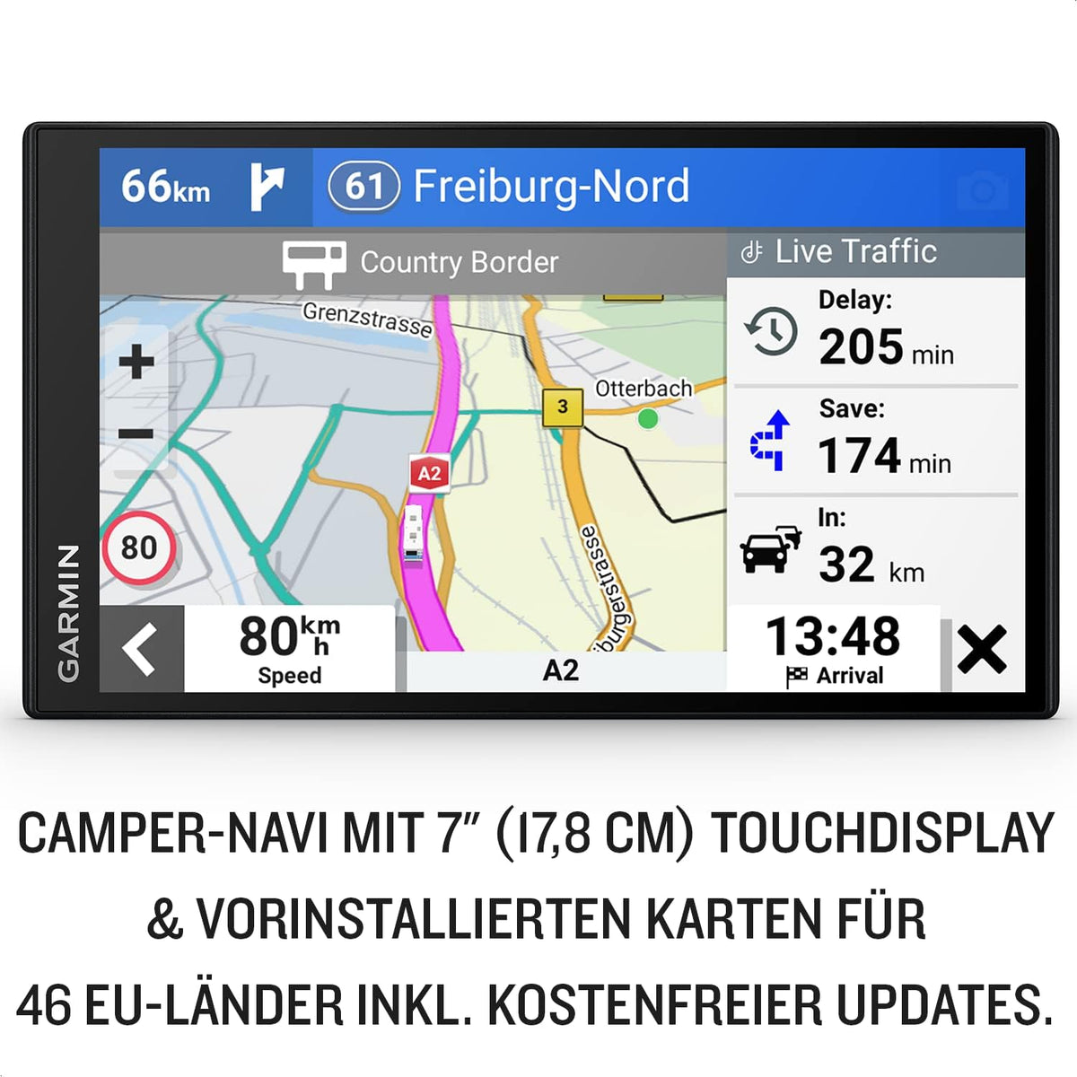Garmin Camper 795 MT-D EU – Dispositivo de navegación con pantalla para autocaravanas/caravanas, mapas 3D preinstalados de Europa y Sudáfrica, información de tráfico en tiempo real, base de datos de campings, 7 pulgadas (17,8 cm)