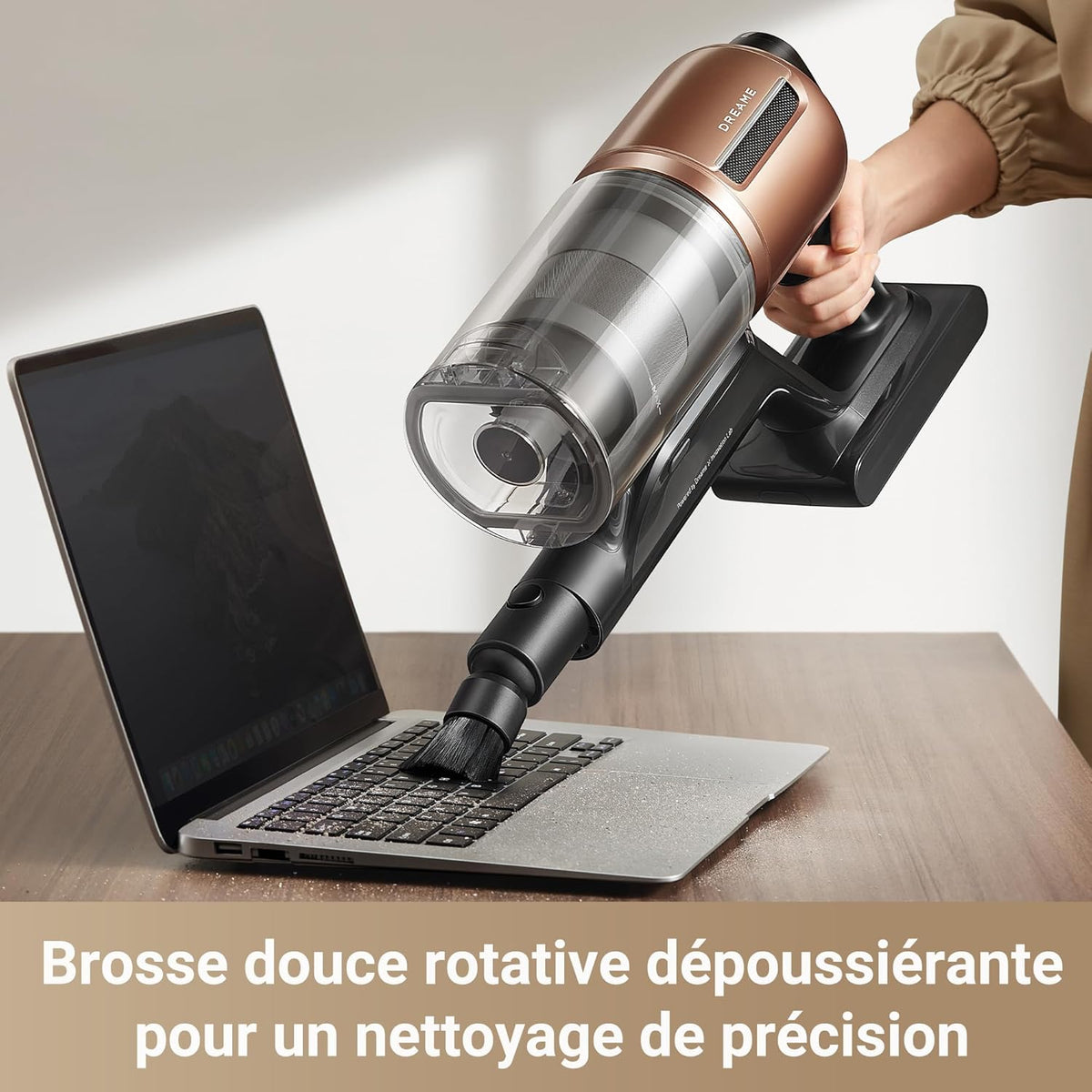 Aspiradora escoba sin cable Dreame Z20, 25 000 PA / 250 AW, motor de alta velocidad, autonomía de 90 min, 99,99 % de eficiencia de filtración, filtro HEPA H14, tecnología de detección de polvo