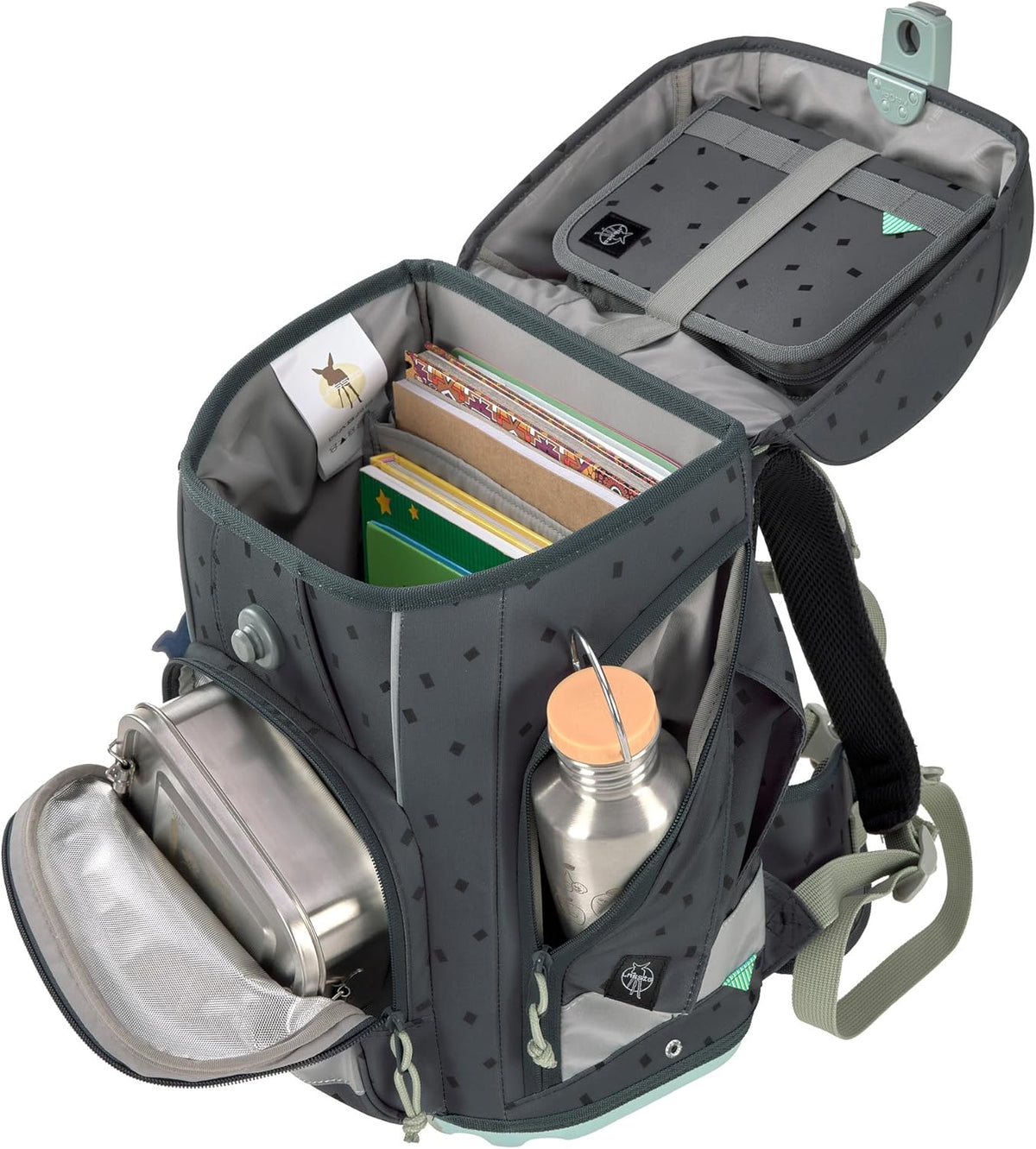 LÄSSIG Set de mochila escolar de 7 piezas para niños/School Set Boxy Unique Negro
