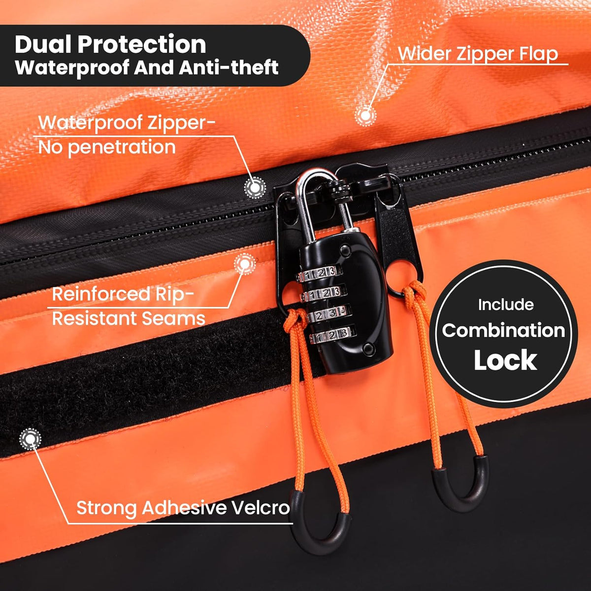 Sailnovo Cofre de techo para vehículo, bolsa de techo impermeable para viajes, resistente a la intemperie con alfombrilla antideslizante, 6 ganchos de puerta y candado de combinación, 590 L, PVC 1000D